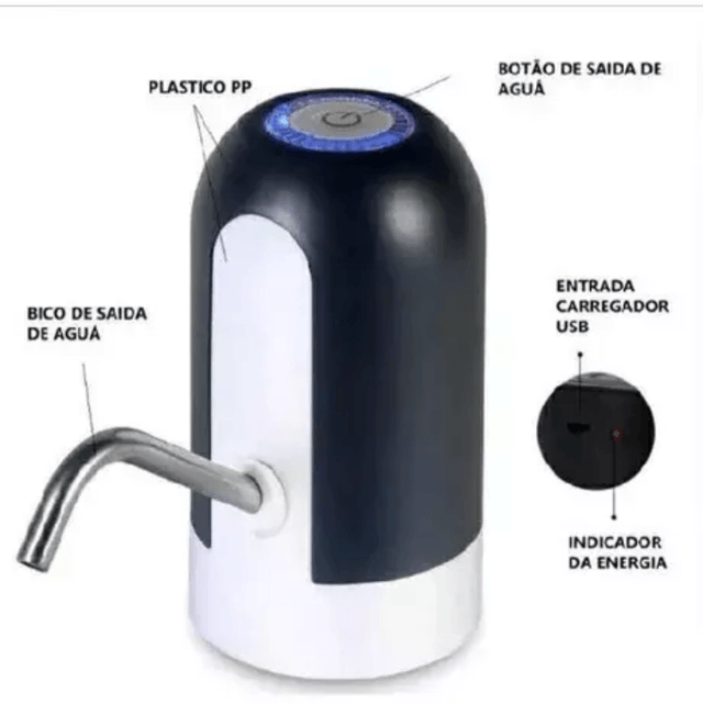 Bomba Elétrica Para Galão Universal Com Carregamento USB 